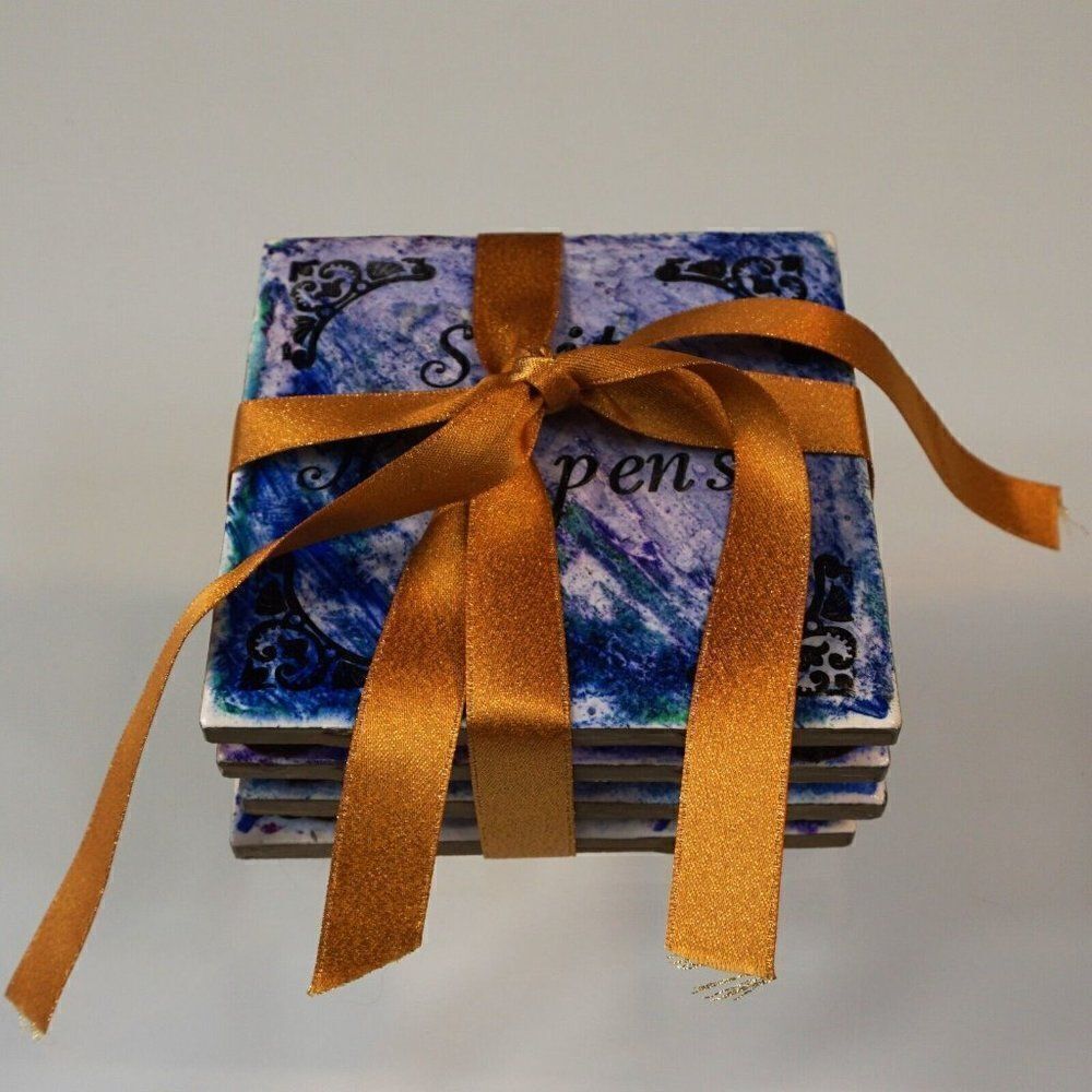 Novelty Coasters With Adult Funny Saying Ceramic Coaster Set Of 4 Made In USA